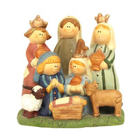 Ceramic Nativity Scene with Animal 12cm